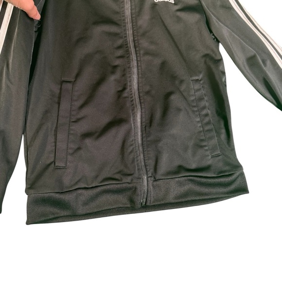 ADIDAS Unisex Track Jacket Black With Stripes Size Medium 10/12 Youth Full Zip - Picture 6 of 12